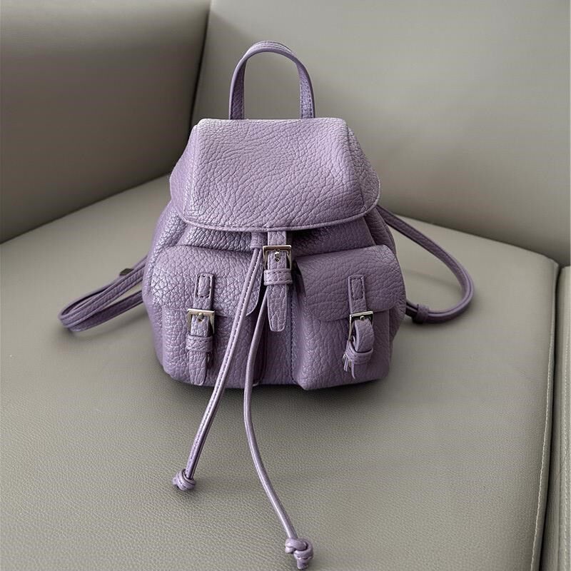 2025春季新款时髦韩系小背包双口袋包盖式双肩包软皮休闲小背包包,箱包皮具/热销女包/男包,双肩背包,淘宝优惠券,粉丝福利购,淘宝优惠卷