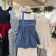 小衫 韩系格子抹胸吊带背心女夏新款 2025绝美辣妹无袖 裙摆飘带上衣
