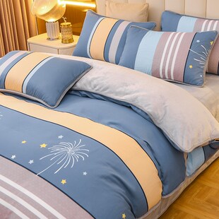 ab面单面绒被套单件冬季加厚纯棉全棉法兰绒加绒被罩150x200x230.