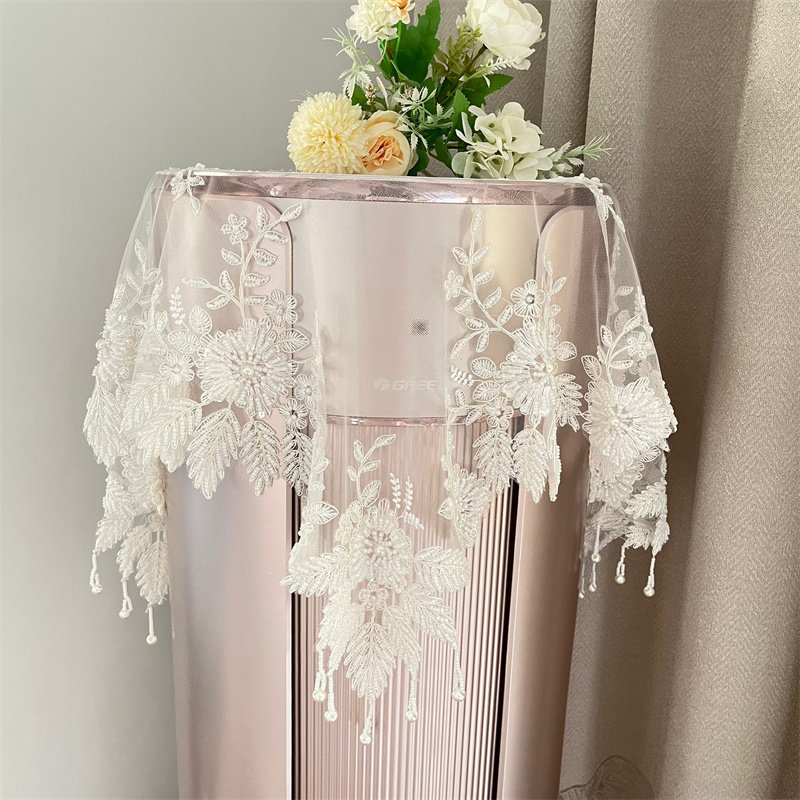 欧式蕾丝手工钉珠圆柱立式空调盖布空调罩防尘罩小圆桌万能盖巾