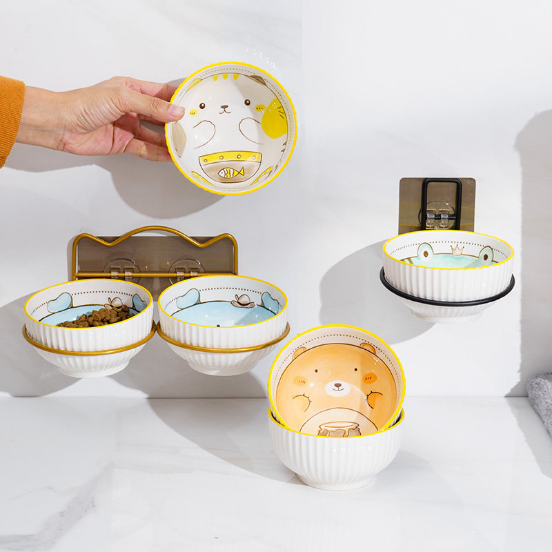 宠物碗陶瓷双碗食盆悬挂式固定狗狗猫盆猫碗狗粮盆防打翻猫碗水碗,宠物/宠物食品及用品,猫狗碗/慢食碗,淘宝优惠券,粉丝福利购,淘宝优惠卷