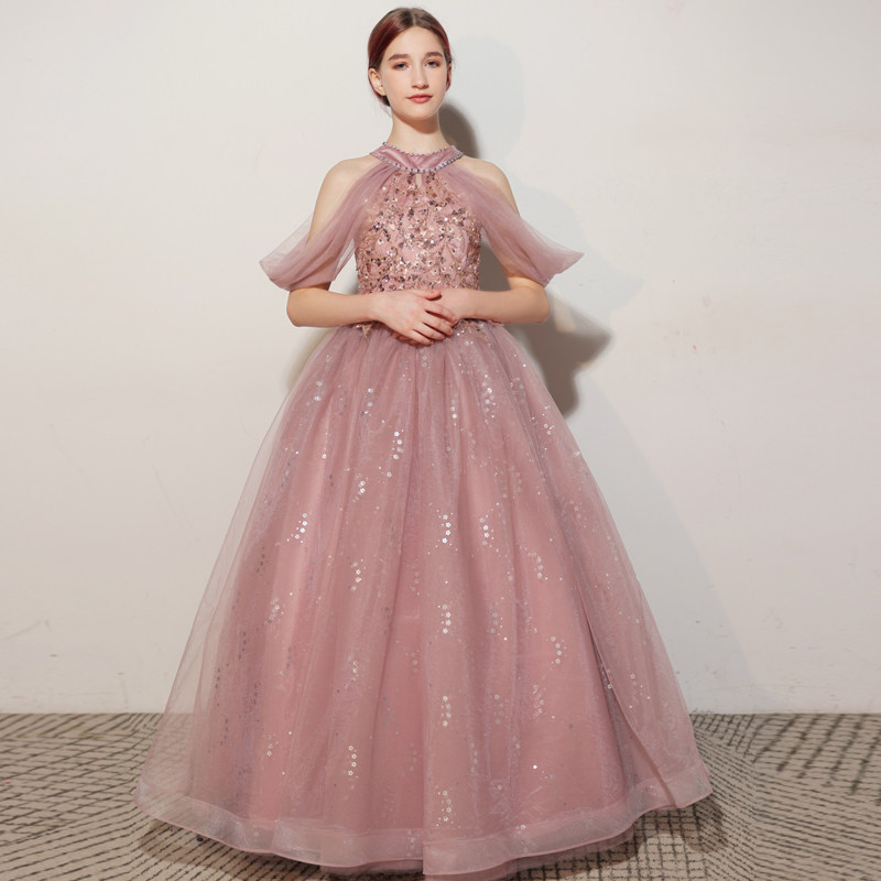 儿童生日宴会晚礼服高端女童T台走秀主持人钢琴演奏小提琴演出服