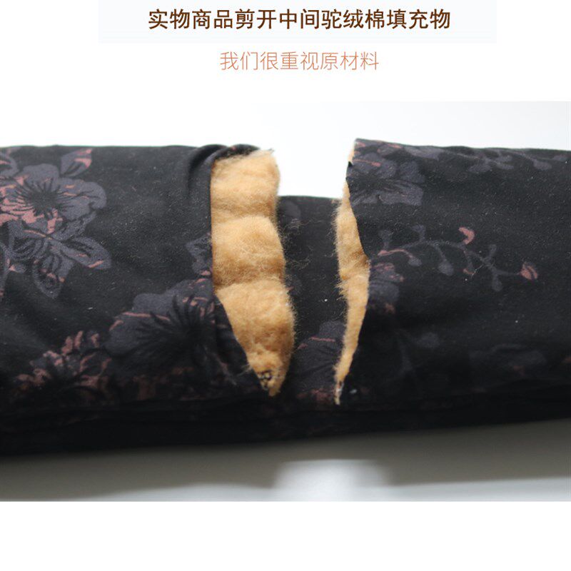 中老年驼绒棉裤黑色女外穿妈妈棉裤保暖裤加肥加大加厚老人保暖裤