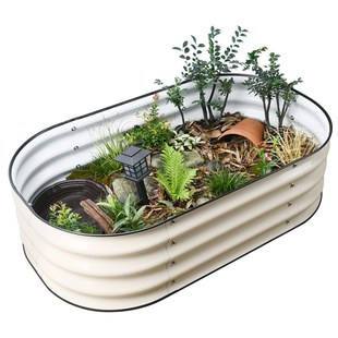 酷爬黄缘龟缸生态造景绿植水陆缸金属爬宠陆龟饲养箱半水龟养殖箱