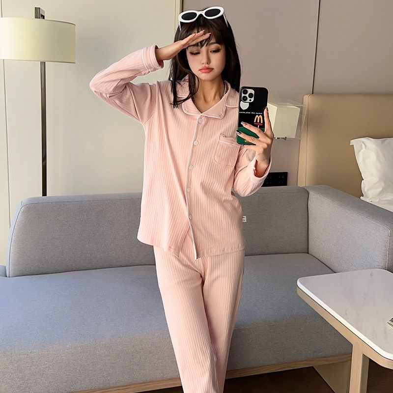 春季小个子纯棉睡衣女145矮个子春秋休闲全棉甜美家居服套装150cm