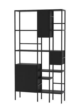意式极简书架轻奢置物架1.28米落地展示架金属北欧书柜复古烟熏色