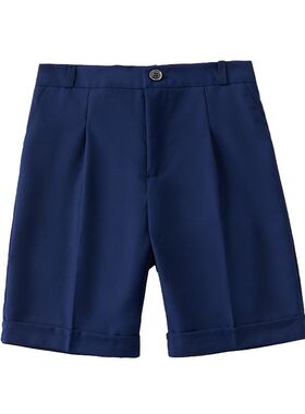 儿童西装短裤男童白色西裤夏装薄黑深蓝色中裤演出小学生背带裤