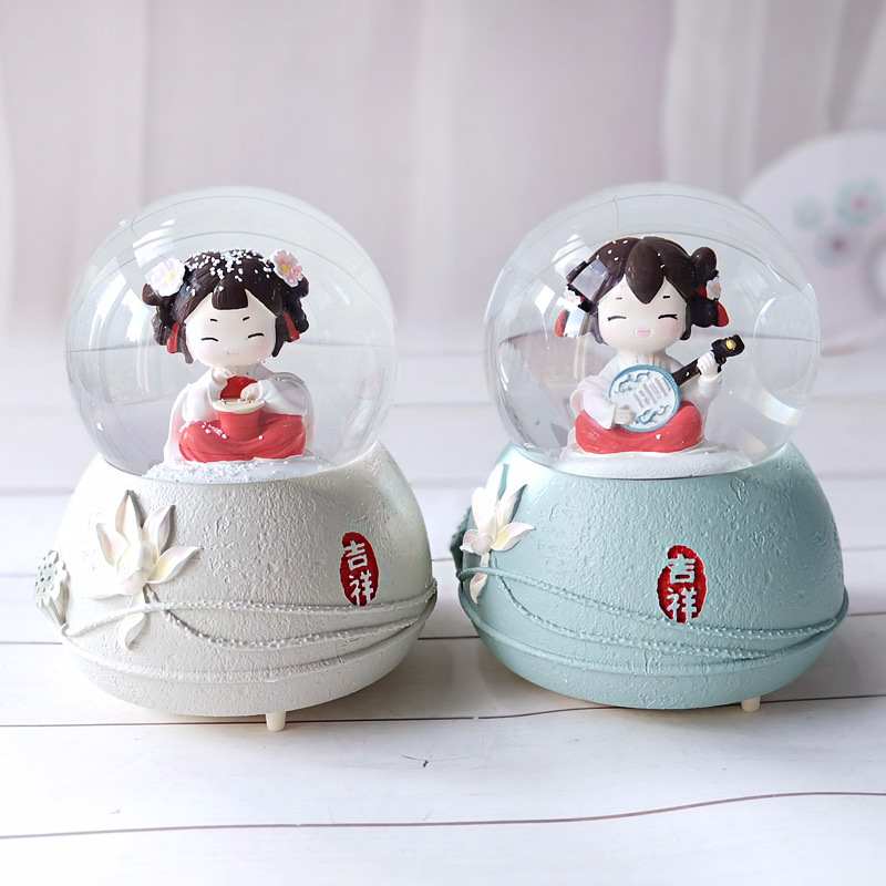 带雪花闪灯水晶球摆件音乐盒八音盒送女生闺蜜儿童圣诞节生日礼物