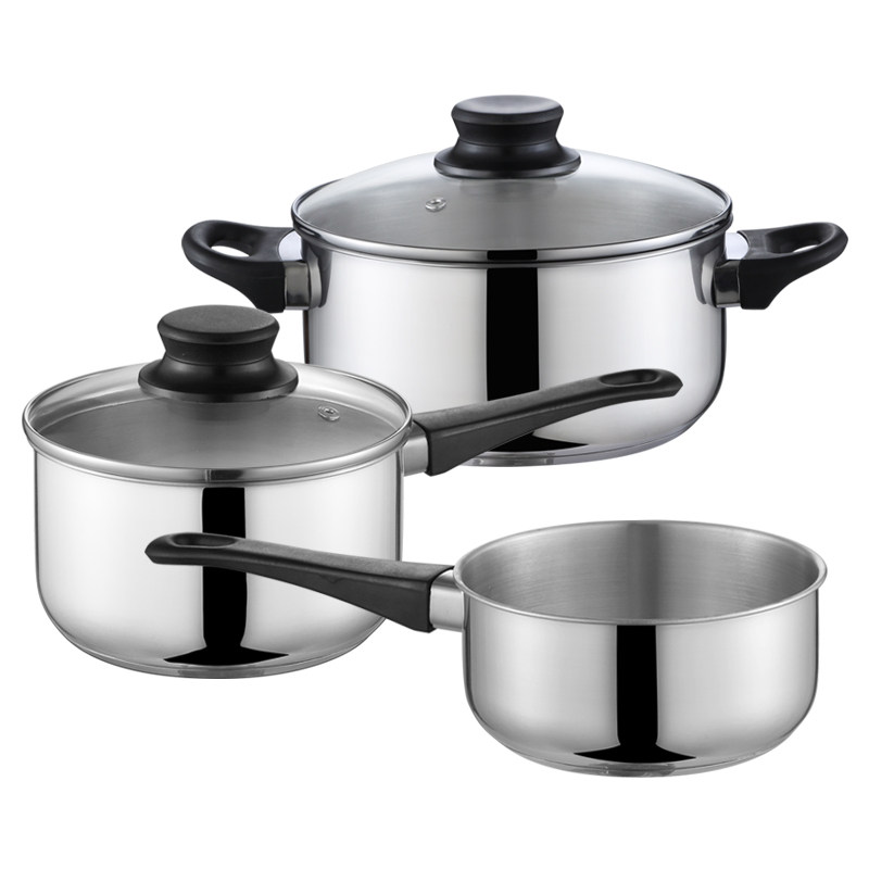 5件套装组合锅具套装三件套不锈钢汤锅奶锅家用加厚电磁炉通用