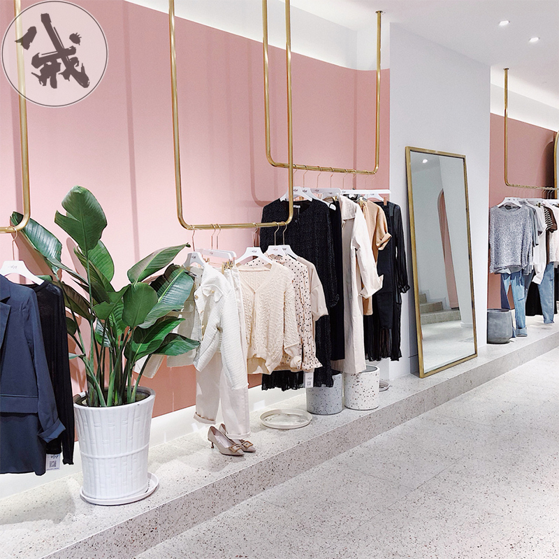 服装店衣服展示架上墙壁挂式吊顶悬挂陈列侧挂架吊挂不锈钢挂衣杆