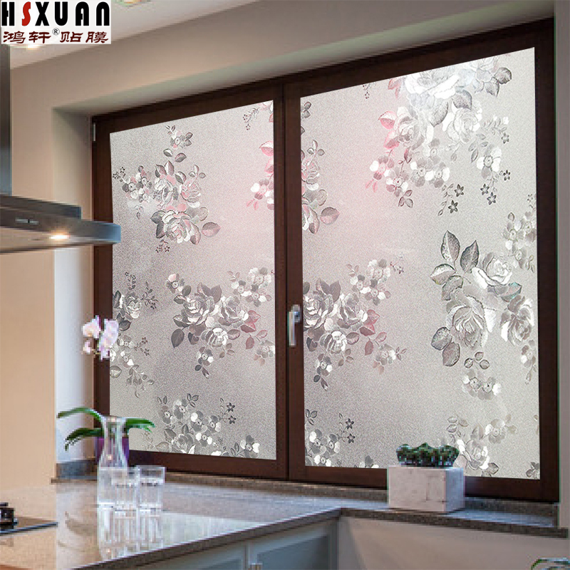 3d玻璃贴纸静电玻璃贴膜厨房窗户贴纸磨砂纸窗花纸窗贴透光不透明