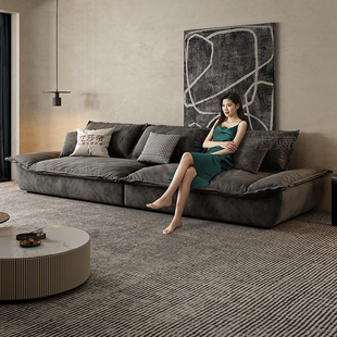 法莎蒂奥克兰帆船沙发极简客厅懒人沙发猫抓布超深坐宽羽绒沙发