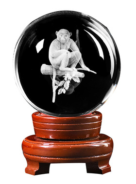 高档大小十二生肖水晶球摆件 水晶内雕球情人节生日礼物家居装饰