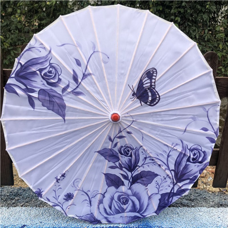 青花瓷旗袍服古装走秀伞古风油纸伞 舞台演出舞蹈道具伞装饰伞