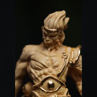 黑神话空木雕工艺品黄杨木雕大刻实木创意齐天圣摆悟件JUW文手把