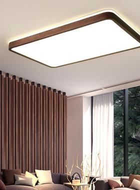 新中式115客厅灯实木L桃ED吸约顶卧室圆形客灯厅现代简黑胡木家用