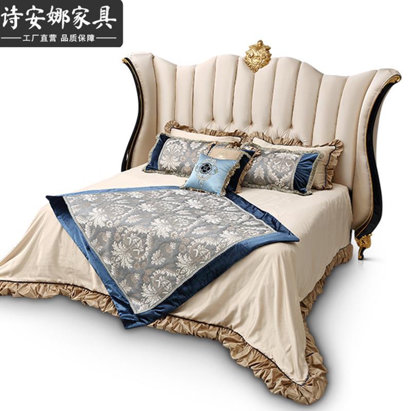 欧式奢华皮艺实手工雕花8米法无品牌/式.婚床公主床主卧木奢华1双