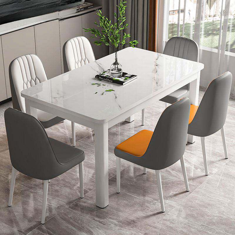 钢化玻璃餐椅形组合现代家用吃饭桌子小户型客餐厅出667桌租屋长
