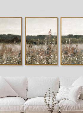 亚马简约带框逊复古油画卧防24Y60030室挂画水帆画布芯抽象风景客