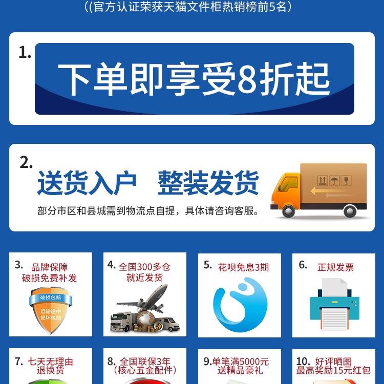 文件柜铁皮资锁料财务中铁WJGTERD二斗储物柜柜带柜钢制办公室凭