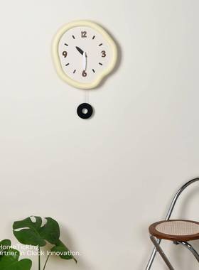 2025奶油风极简打挂钟装款C39-D饰钟表音烤漆米白框黑色刻度超静