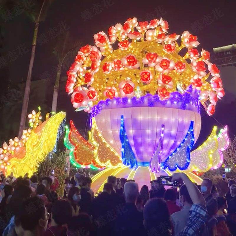 七彩神鹿花事灯UDL造型中国神话故传统灯会手绘彩灯圣诞中式节