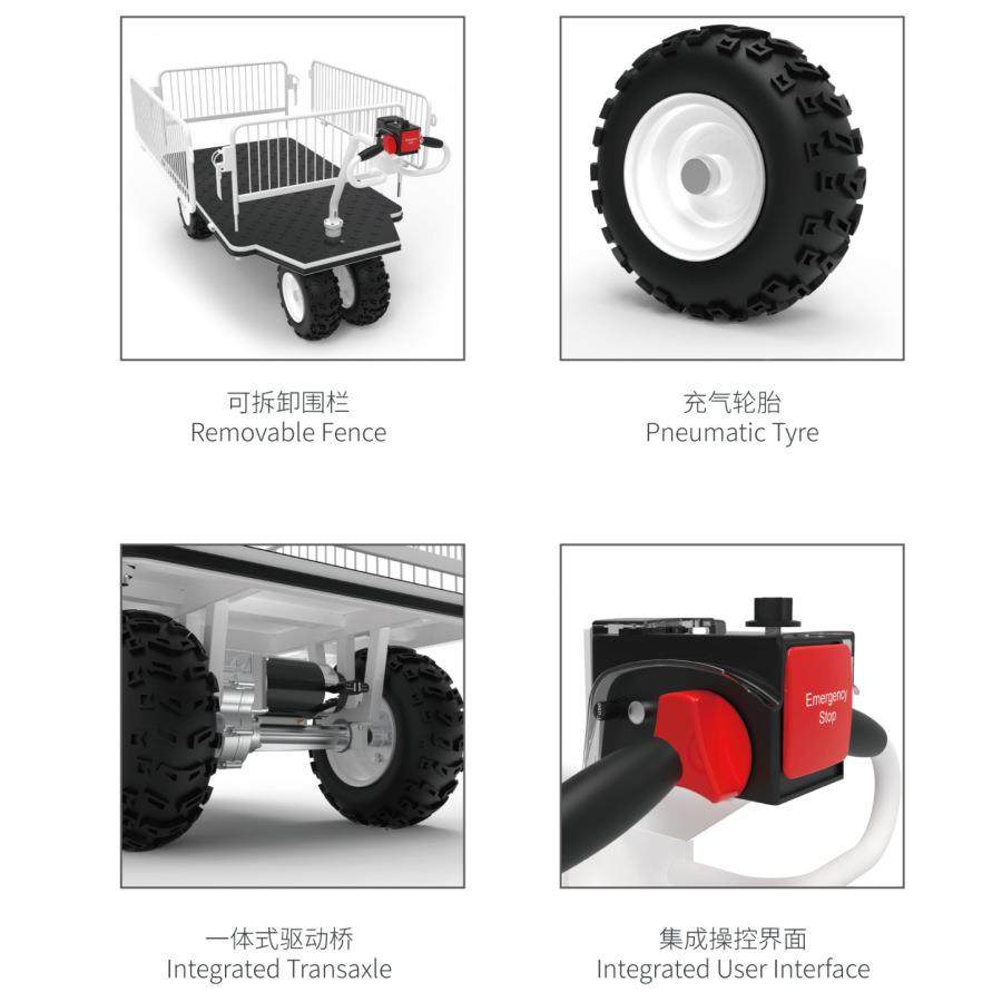跨境h29o型u板l车ar牌电动平车高端护栏装配零件周转重物料搬运台