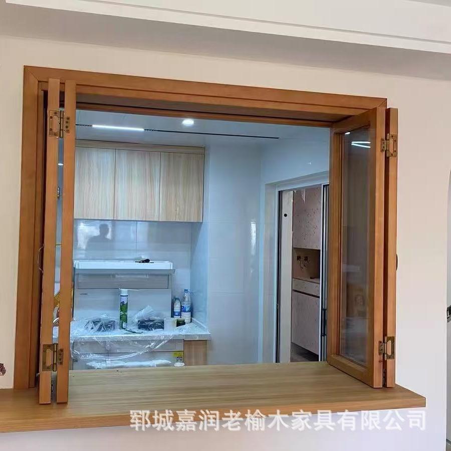 老榆木平中开门窗复古咨询店铺花窗折叠实木窗格框新美式甲店推拉