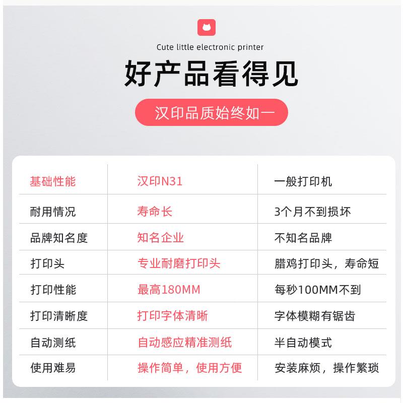 汉1N31/N41/签印N3/标N41BT快递打印机面单热敏条码标打单机手机