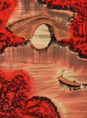 名CWE家李染山水纯手绘饰画万装红遍国画水可墨画客厅山画办公室