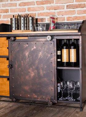 美柜储式复古备餐餐MOW边柜柜物小酒柜复古餐厅茶水台碗柜