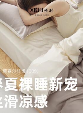 天丝四件套60S丝滑凉感简约纯色春夏裸睡新宠1.5m1.8m床笠三件套4