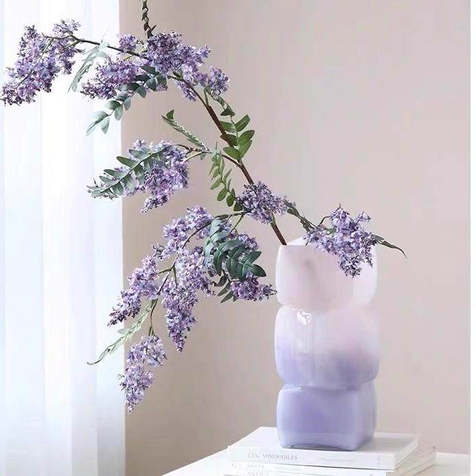 红粉渐变方块新中式中古琉璃玻璃花瓶花器客厅插花水培花器摆件,3C数码配件,其它配件,淘宝优惠券,粉丝福利购,淘宝优惠卷