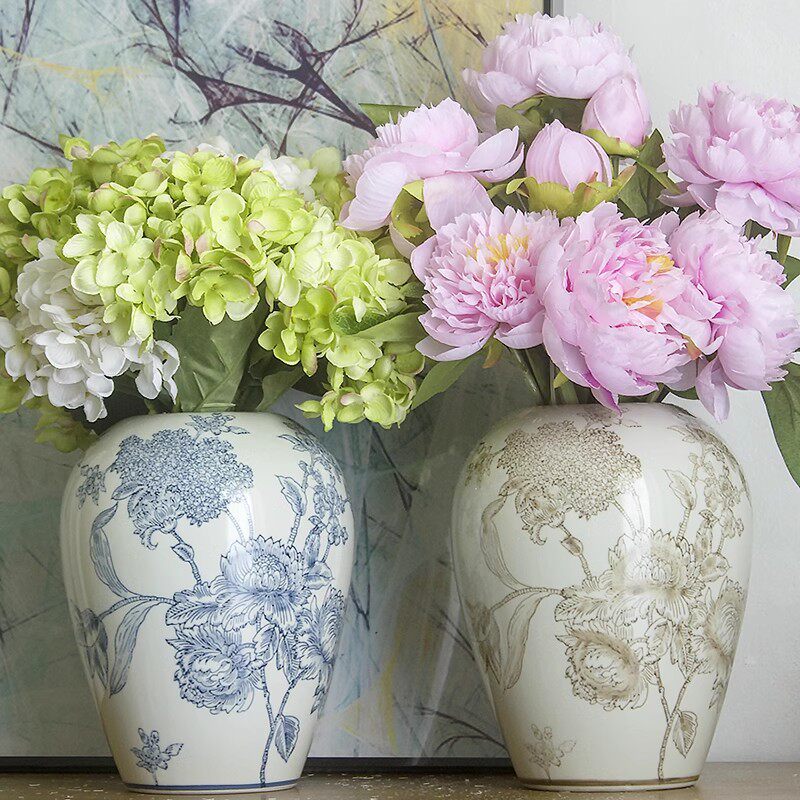 复古新中式青花瓷插花花瓶