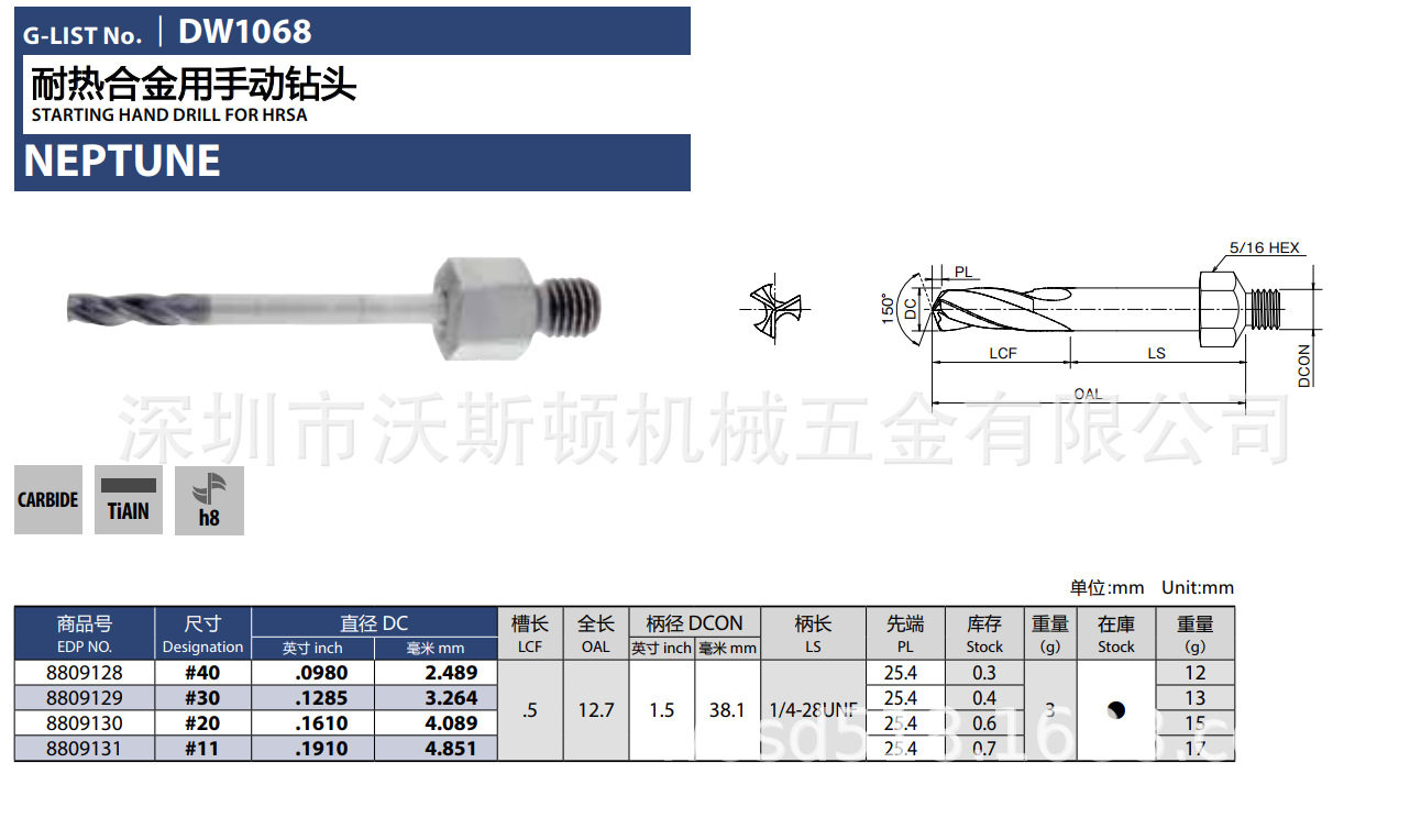 OSG耐热合金用手动钻头全系列