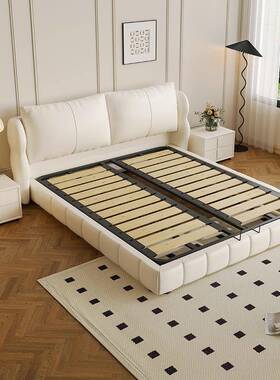 代简FS-LPHS5约主次现卧意式双床1.人5米防猫爪皮1.物8储软包床