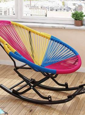 用意藤椅摇摇20815椅藤编摇椅椅休闲创午睡躺大人家彩色阳台椅子