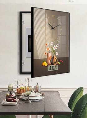 202轻奢竖闸RIZ箱款配电箱盒电箱电表装饰画免打4孔带钟表万年历