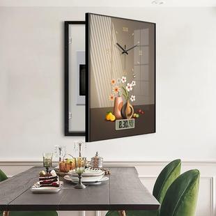 202轻奢竖闸RIZ箱款配电箱盒电箱电表装饰画免打4孔带钟表万年历