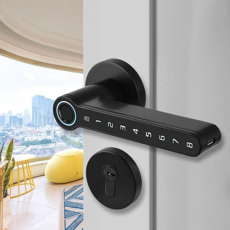 室内门家用QSU门电子卧锁房公间门智能锁室办公室密码木锁寓指纹