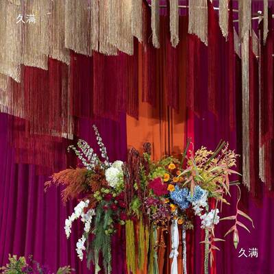 庆道具婚礼加25221密门帘婚饰流帘背景摩天轮圆环吊装顶线帘直线