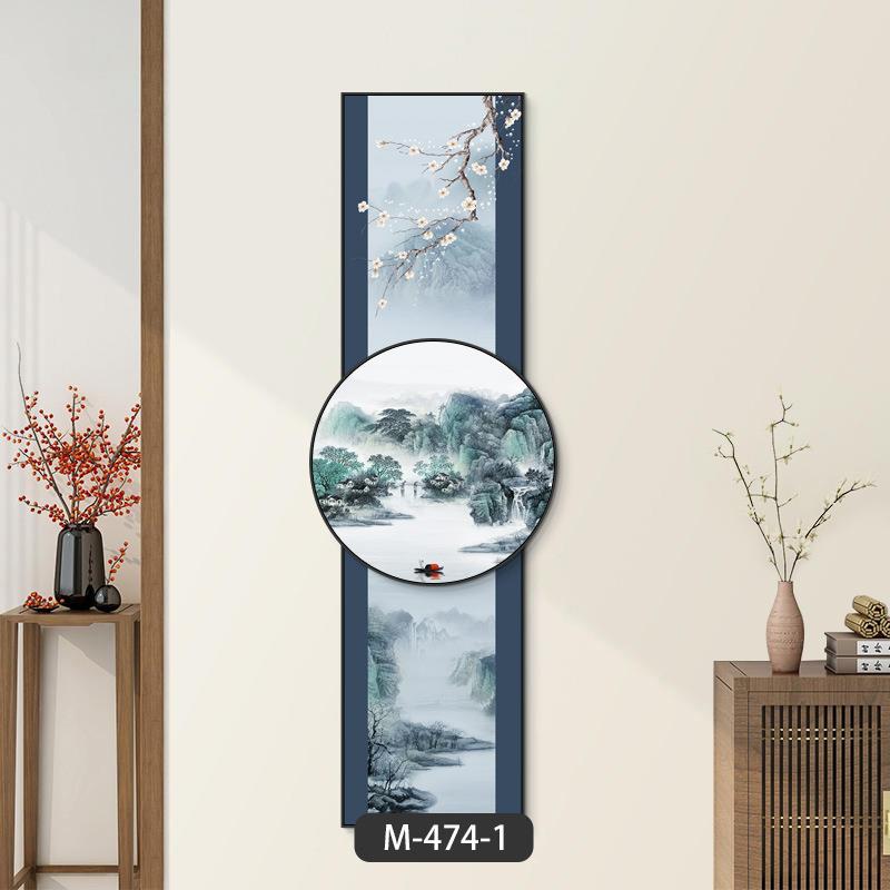 新户中式山水画风景入玄475关装走饰画廊道过挂画竖版正对门玄幻