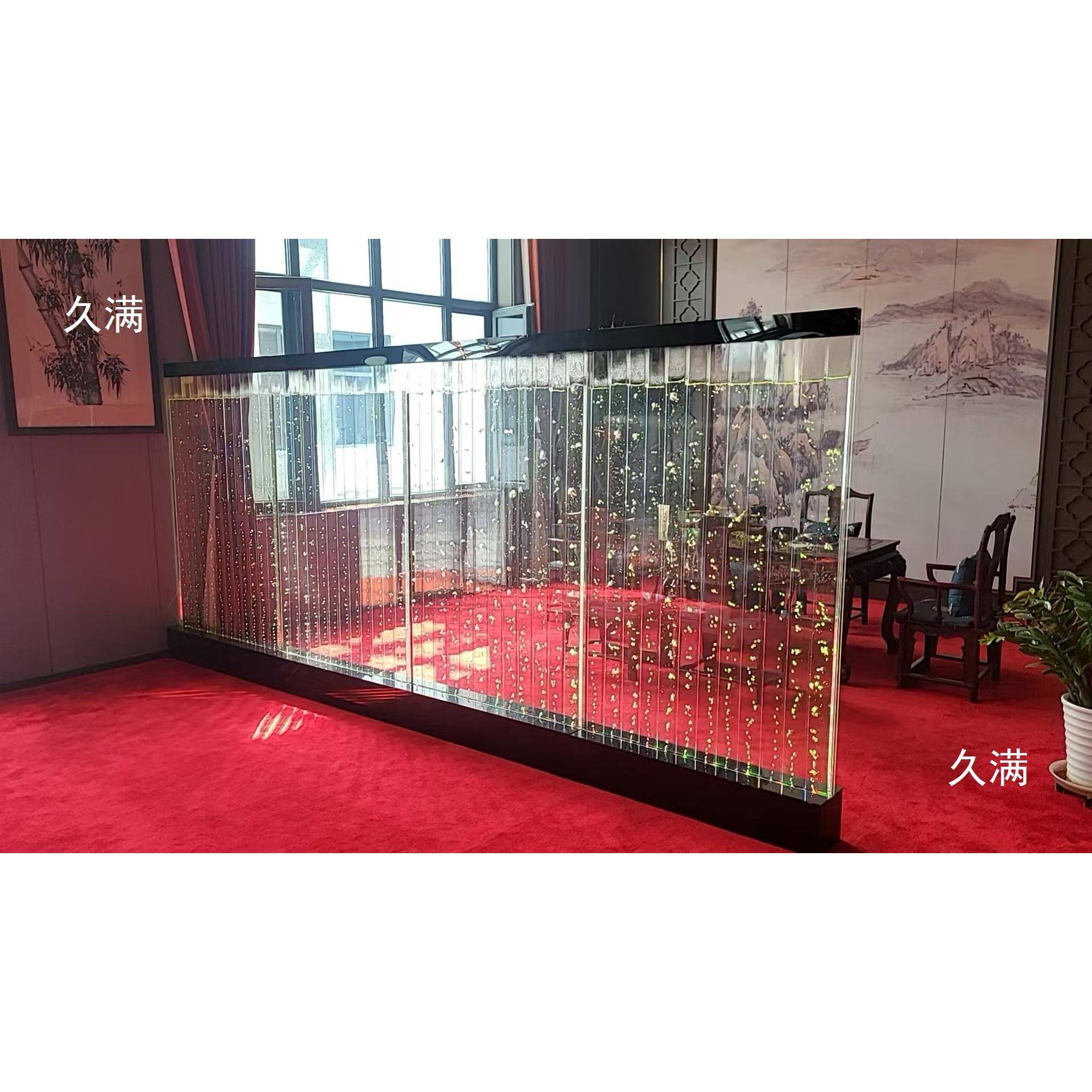 水屏风隔断客入户办公室厅亚克幕PVY创力意装饰气泡流水墙