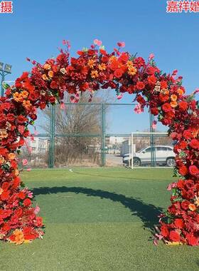 202背3新景款婚庆道具圆OWO形双杆门花门架子满花全花拱拱门架子