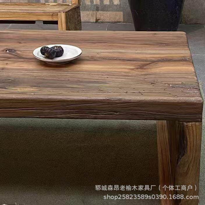 中式老榆茶桌实木榻榻米炕桌复AEC古风化飘窗木茶台简琴约茶矮道