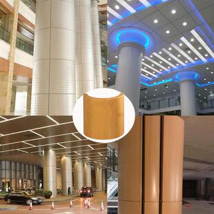包梁包UCN柱铝单板圆形花雕形外异墙连廊地铁建筑装饰木柱纹包柱