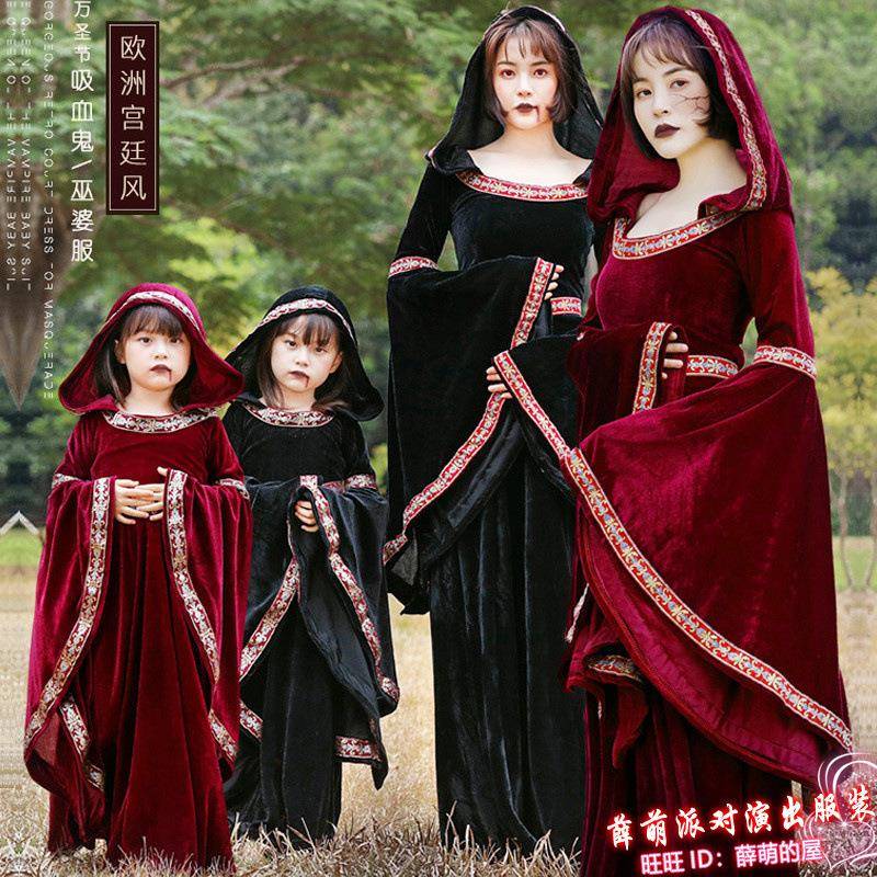 图鬼迩万圣节儿童人亲子服装中世纪复成古宫巫廷70076438吸血女婆