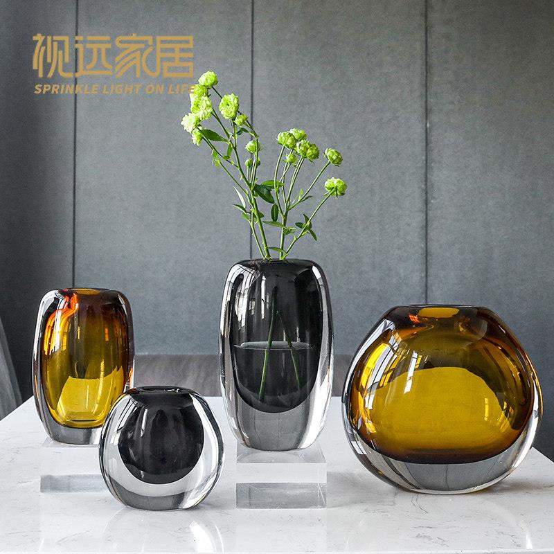 【琉璃花瓶】加厚水晶摆饰客厅插花现代简约高档装饰品轻奢北欧风