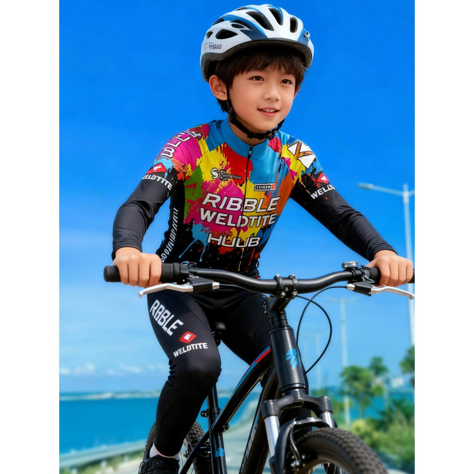 骑行服速干儿童男女春夏平衡车长袖套装专业自行车表演亲子轮滑服