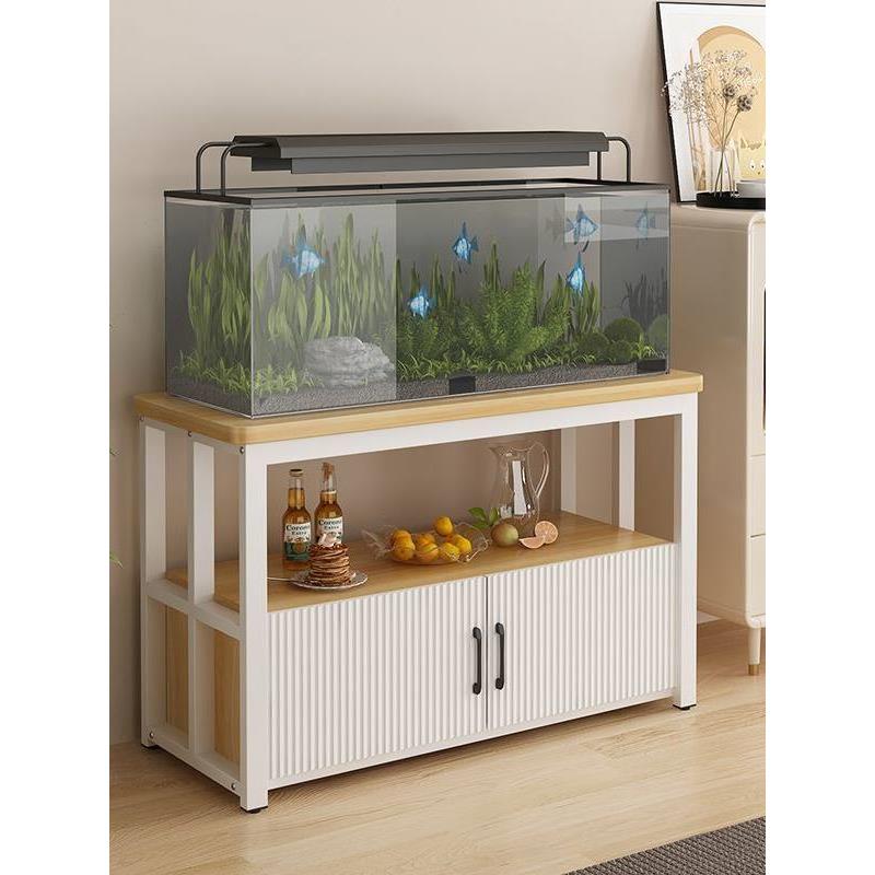 新疆包邮简约鱼缸架带底柜多层金属鱼缸柜储物柜水族箱专用架子承